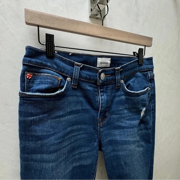Hudson || Natalie Mid Rise Crop Super Skinny Jeans Size 26 Medium Wash - Picture 7 of 14